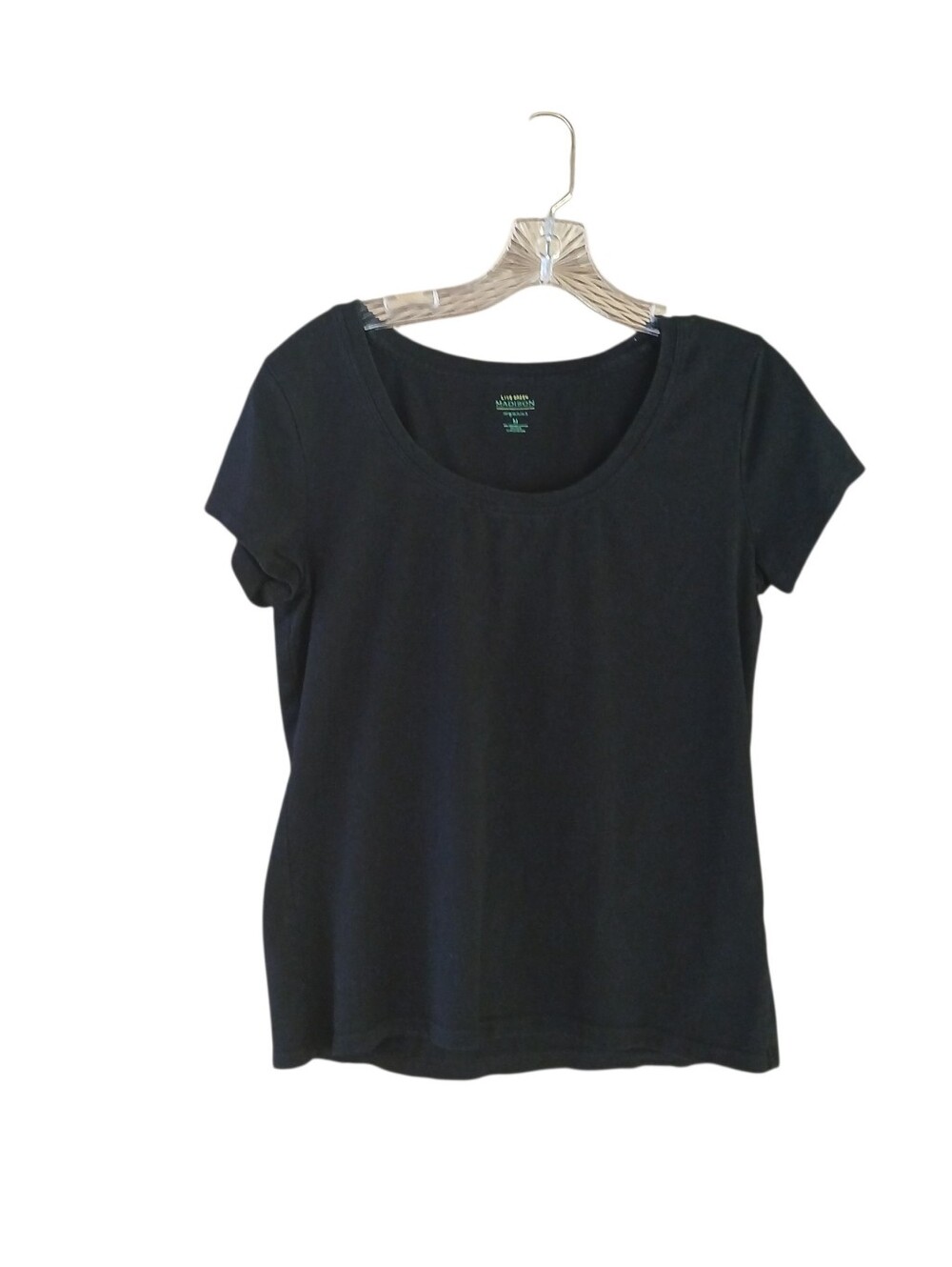 Madison Organics Black Scoop Neck Organic Cotton Tee Shirt Medium